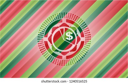 chart icon inside christmas colors emblem.