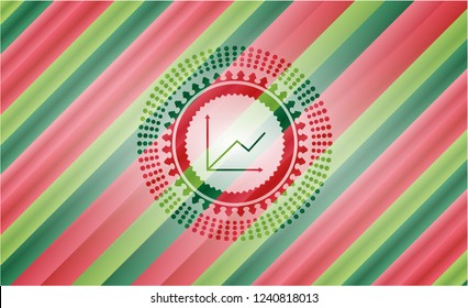 chart icon inside christmas colors emblem.