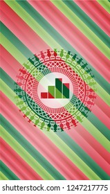 chart icon inside christmas colors badge.