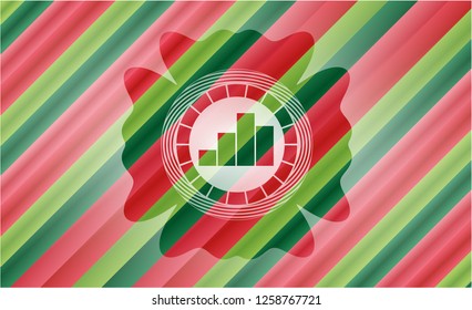 chart icon inside christmas colors badge.