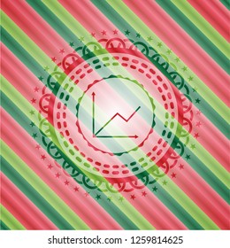 chart icon inside christmas colors style badge.