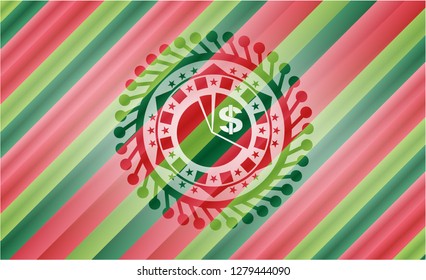 chart icon inside christmas colors badge.