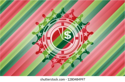 chart icon inside christmas colors badge.