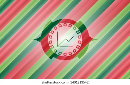 chart icon inside christmas colors style badge.