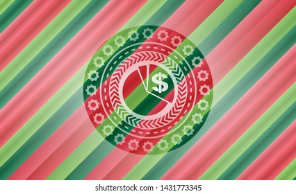 chart icon inside christmas colors badge.