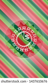 chart icon inside christmas colors style badge.