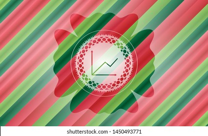 chart icon inside christmas colors style badge.