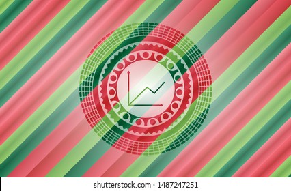 chart icon inside christmas colors emblem.
