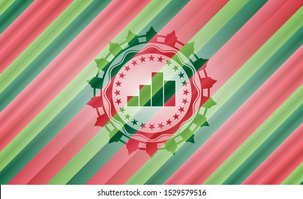 chart icon inside christmas colors style badge.