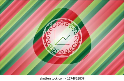 chart icon inside christmas emblem background.