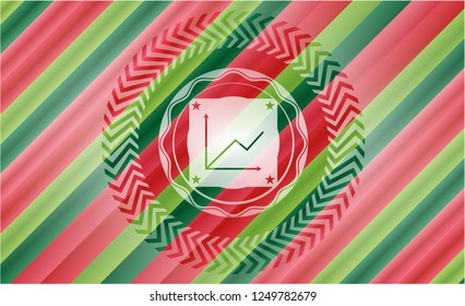 chart icon inside christmas emblem.