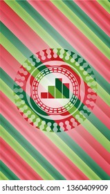 chart icon inside christmas emblem background.