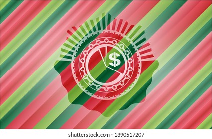 chart icon inside christmas emblem.