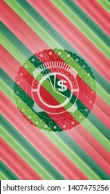 chart icon inside christmas emblem background.