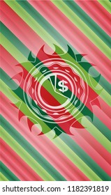chart icon inside christmas style emblem.