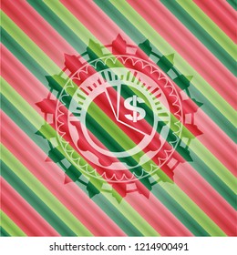 chart icon inside christmas style emblem.