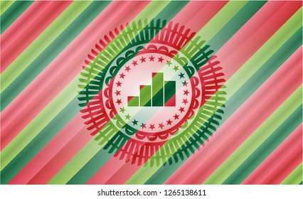 chart icon inside christmas style emblem.