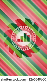 chart icon inside christmas style emblem.