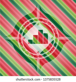 chart icon inside christmas style emblem.