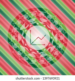 chart icon inside christmas style emblem.