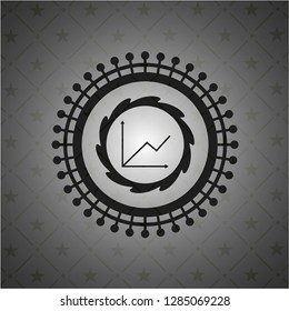 chart icon inside dark emblem. Retro