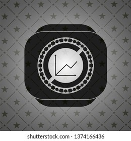 chart icon inside dark emblem. Retro