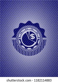 chart icon inside emblem with jean high quality background