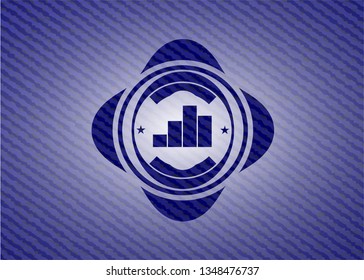chart icon inside emblem with jean high quality background