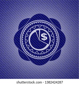 chart icon inside emblem with jean high quality background
