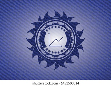 chart icon inside emblem with jean background