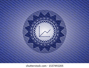 chart icon inside emblem with jean background
