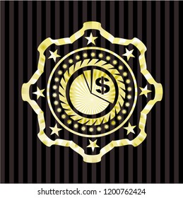chart icon inside gold emblem or badge