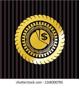 chart icon inside gold emblem or badge
