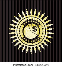 chart icon inside gold emblem or badge