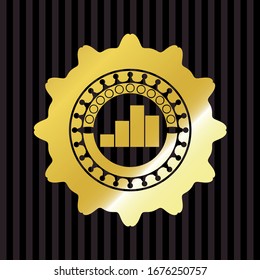 chart icon inside gold emblem