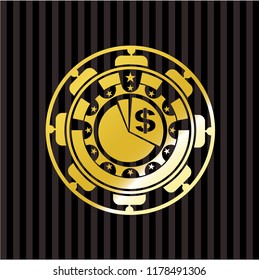chart icon inside golden badge or emblem