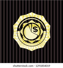 chart icon inside golden badge or emblem