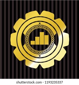 chart icon inside golden emblem