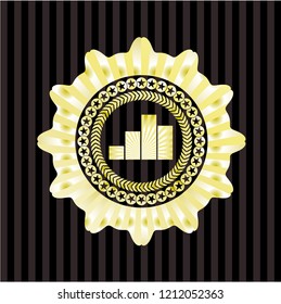  chart icon inside golden emblem