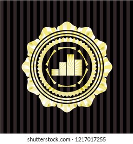 chart icon inside golden emblem or badge