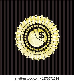 chart icon inside golden emblem or badge