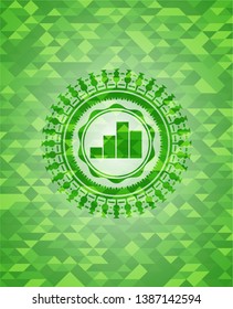 chart icon inside green emblem with mosaic ecological style background chart icon inside green emblem with mosaic ecological style background