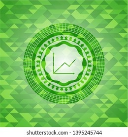 chart icon inside green emblem with mosaic background