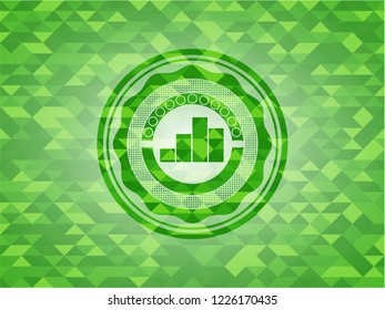 chart icon inside green mosaic emblem