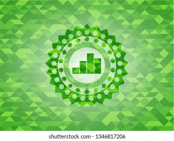 chart icon inside green mosaic emblem