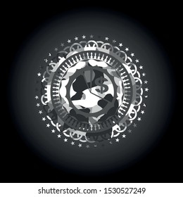 chart icon inside grey camo emblem