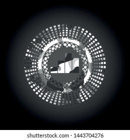 chart icon inside grey camouflage emblem