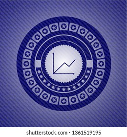 chart icon inside jean or denim emblem or badge background