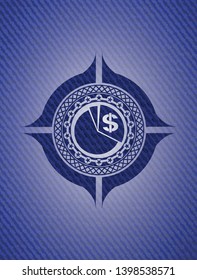 chart icon inside jean or denim emblem or badge background
