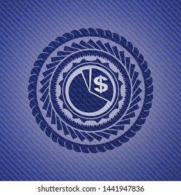 chart icon inside jean or denim emblem or badge background